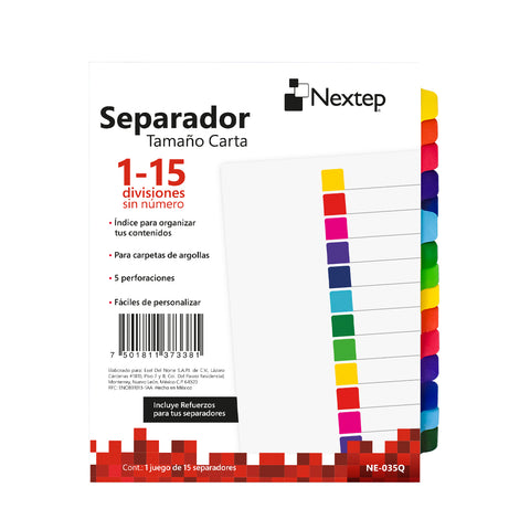 Separador Nextep Económico 15 Divisiones sin Número