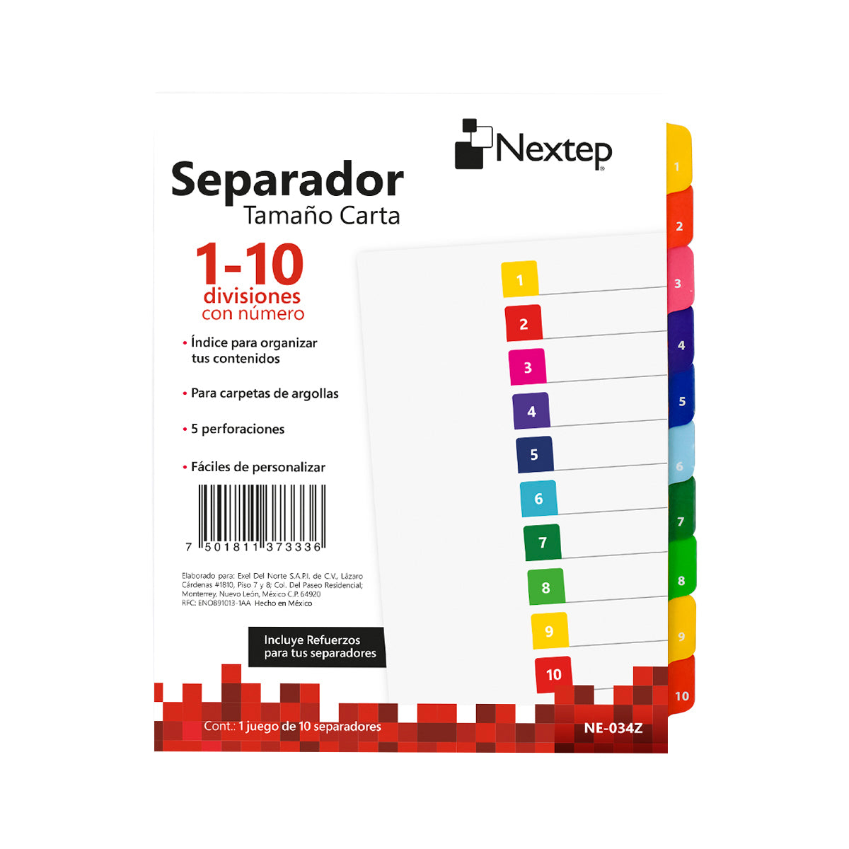 Separador Nextep Económico 10 Divisiones con Número