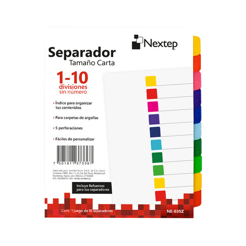Separador Nextep Económico 10 Divisiones sin Número