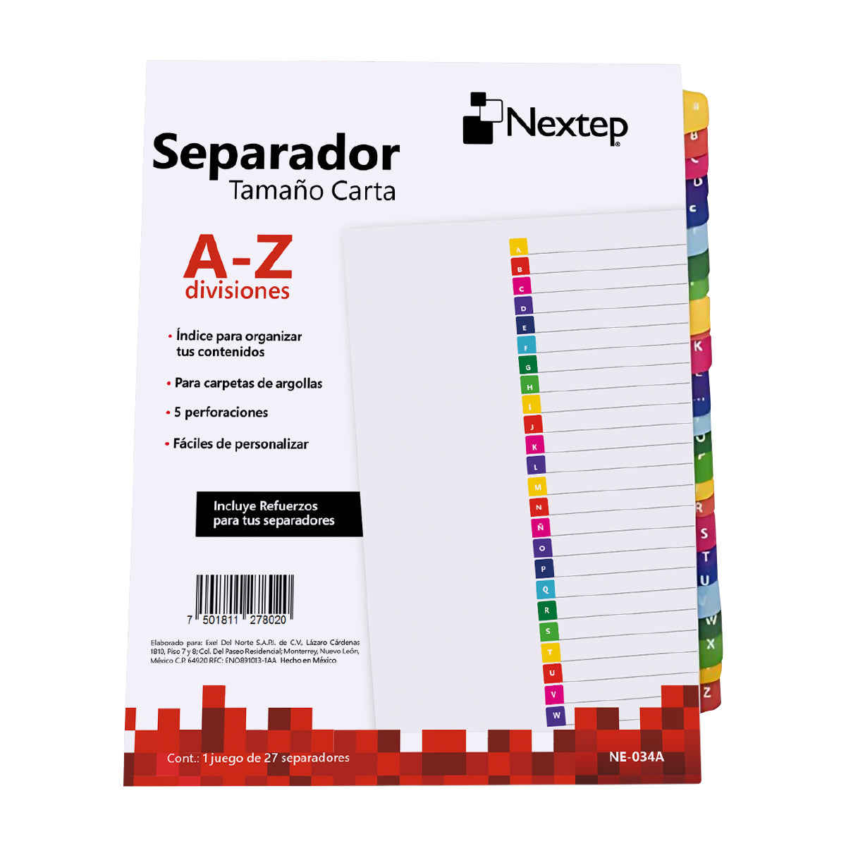 Separador Económico Nextep Abecedario Impreso A-Z