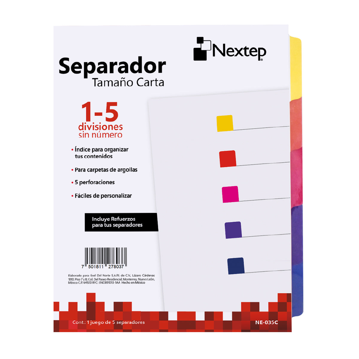 Separador Económico Nextep 5 Divisiones sin Número