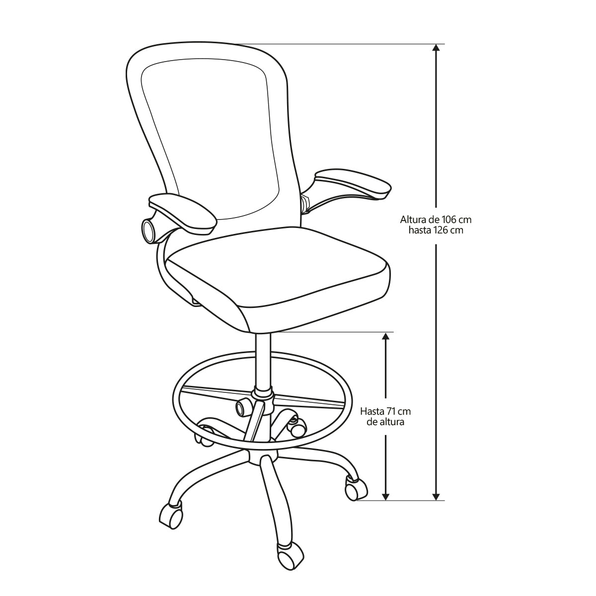 Silla Alta Nextep Descansabrazos Ajustable con Reposapies