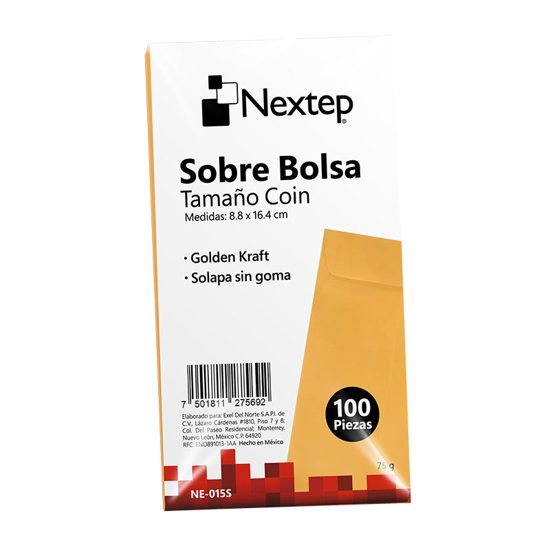 Sobre Bolsa Nextep Económico Tamaño Coin 5 Solapa sin Goma Paquete con 100 piezas