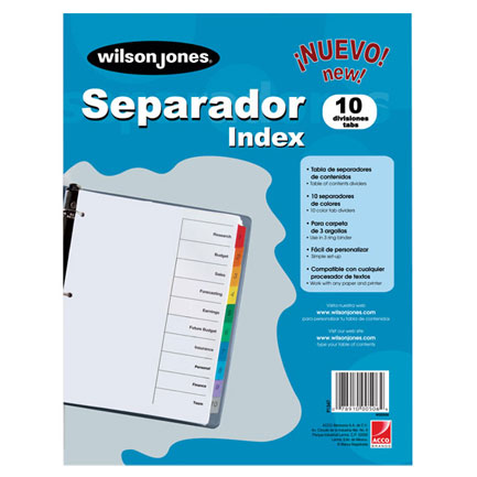 Separador Wilson Jones 10 Divisiones Económico