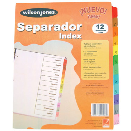 Separador Wilson Jones 12 Divisiones Económico