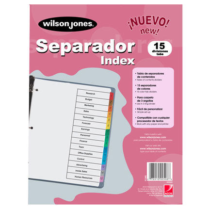 Separador Wilson Jones 15 Divisiones Económico