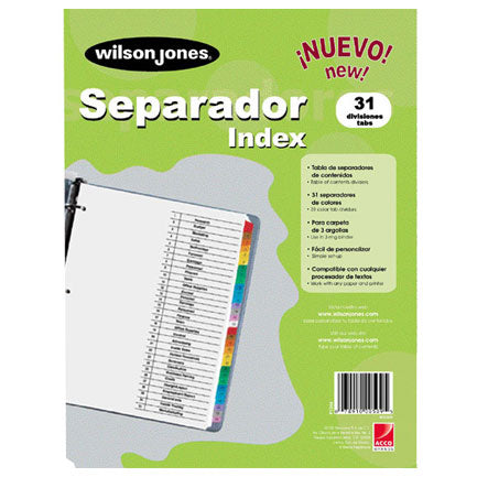 Separador Wilson Jones 31 Divisiones Económico