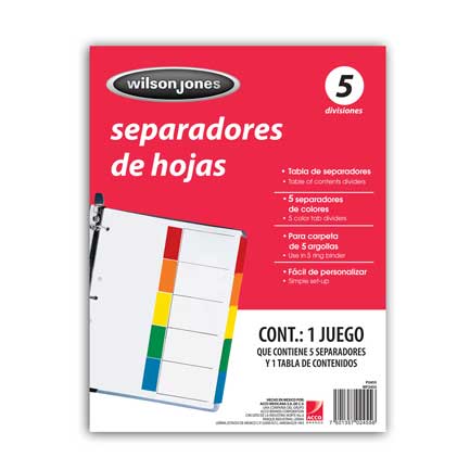 Separador Acco Tab 5 Div Ceja Color sin Numeracion