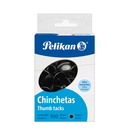 Chincheta Pelikan Color Negro con 100 piezas