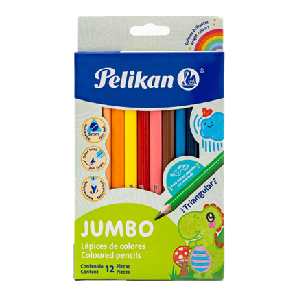 Colores Pelikan Jumbo Triangulares con 12 piezas