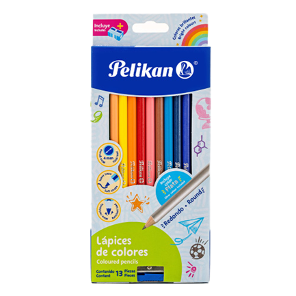 Colores Pelikan Largos Redondos 4mm con 12 piezas