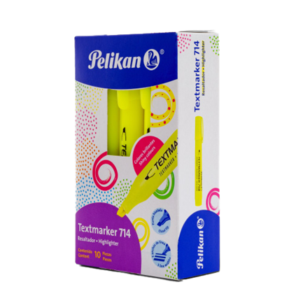 Marcador Resaltador Pelikan Textmarker 714 Color Amarillo con 10 piezas