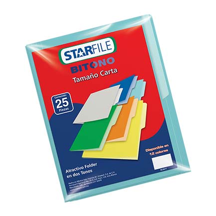 Folder Bitono Mapasa Tamaño Carta Azul Aqua con 25 piezas