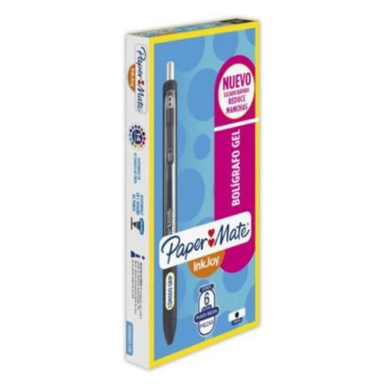 Bolígrafo Papermate Gel Kilometrico Retráctil 0.7mm Color Negro con 6 piezas