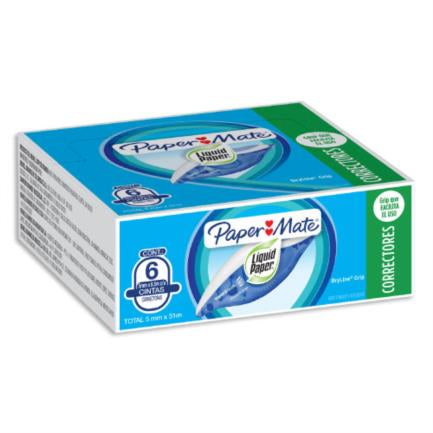 Corrector Papermate 70482 Dry Line Grip con 6 piezas