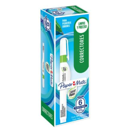 Pluma Correctora Liquid Paper Caja con 6 piezas