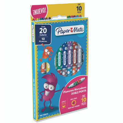 Plumones Papermate Doble Punta Colores Surtidos con 10x20