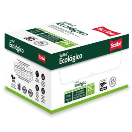 Papel Cortado Scribe Ecológico Oficio 93% de Blancura 75 g Caja con 5000 Hojas