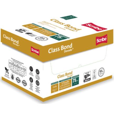 Papel Cortado Scribe Class Bond Dorado Carta 93% de Blancura 75 g Caja con 5000 Hojas