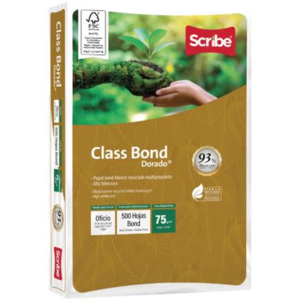 Papel Cortado Scribe Class Bond Dorado Oficio 93% de Blancura 75 g Caja con 5000 Hojas
