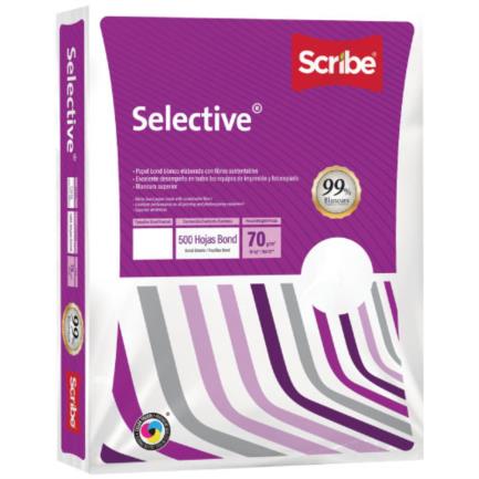 Papel Cortado Scribe Selective Oficio 99% Blancura 70 g Caja con 5000 Hojas