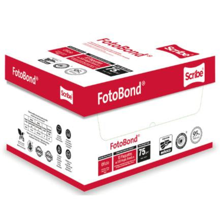 Papel Cortado Scribe Fotobond Carta 95% de Blancura 75 g Caja con 5000 Hojas