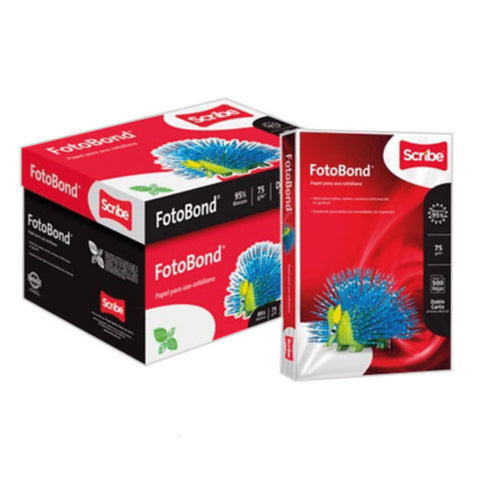 Papel Cortado Scribe Fotobond Doble Carta 95% de Blancura 75 g Caja con 2500 Hojas