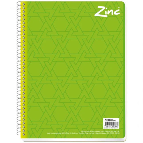 Cuaderno Scribe Zinc Profesional Espiral Sencillo Raya 100 hojas
