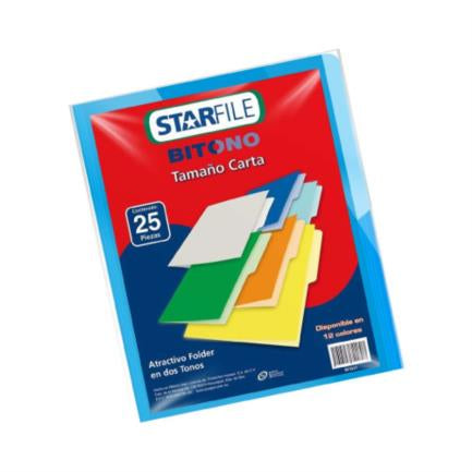 Folder StarFile Bitono Carta Color Azul con 25 piezas