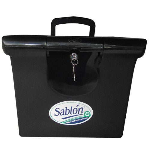 Archivero Portátil Sablon Plástico Tamaño Carta Color Negro con Cerradura