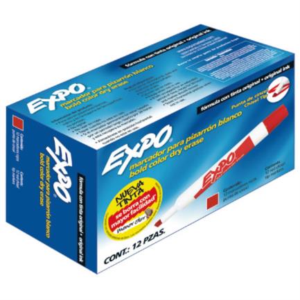 Marcador Sanford Expo 83002 Rojo Cincel Pizarrón Blanco con 12 piezas