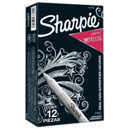 Marcador Sanford 39100 Sharpie Metálico Plata con 12 piezas