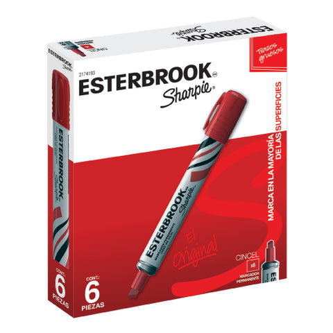 Marcador Permanente Esterbrook Color Rojo con 6 piezas