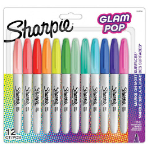 Marcador Sharpie Fino Glam Pop con 12 Sharpie colores surtidos