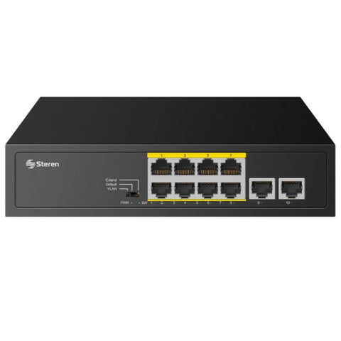 Switch Ethernet Steren de 8 Puertos PoE + 2 Upl para empresas · fastco