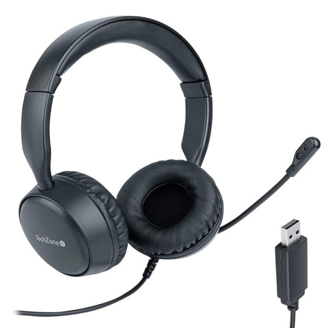 Diadema TechZone Estereo Alambrica Color Negro Cable Usb Viene para empresas · fastco