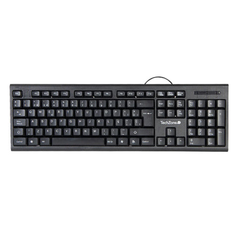 Teclado Alámbrico TechZone USB Tecnología Plug-Play Color Negro 1 Año para empresas · fastco