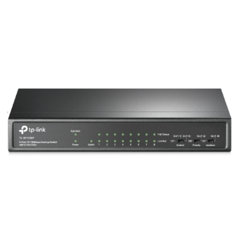 Switch TP-Link 9-Port 10/100 Mbps Desktop Switch with 8-Port PoE 8× para empresas · fastco
