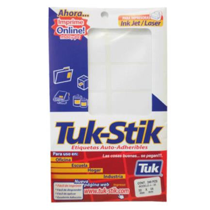 Etiquetas Adhesivas Tuk A-20 Auto-Adheribles Color Blanco con 20 Hojas