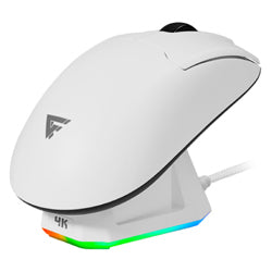 Mouse Game Factor MOW800 Inalambrico Wireless 2.4G BT Pixart 3395 26.000 DPI 4K HZ Base RGB Ultra Ligero 56G Blanco · fastco