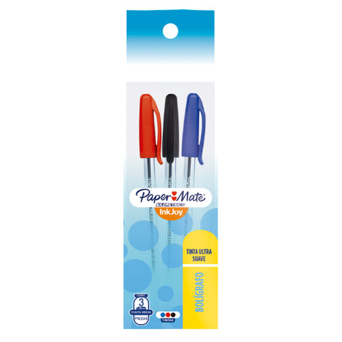 Bolígrafo Papermate Punto Mediano con 3 Kilométrico Colores Surtidos