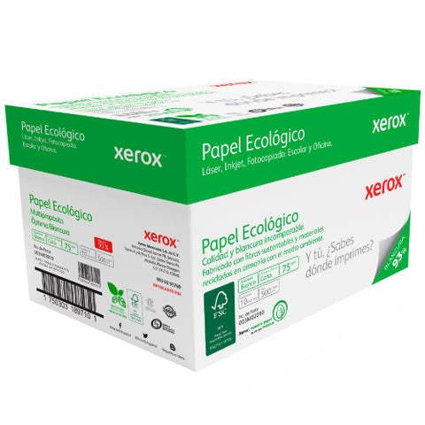 Papel Cortado Xerox Bond Ecológico Carta Verde 75 g 93% Blancura con 5000 Hojas