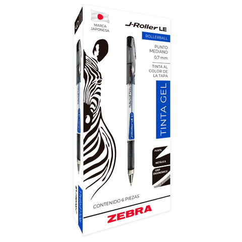 Bolígrafo Zebra J-Roller LE Punto Mediano 0.7mm Tinta Gel con 6 piezas Azul
