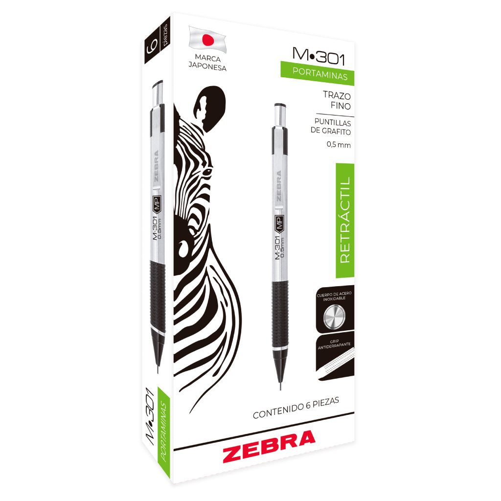 Lapicero Zebra M-301 Retráctil Punto 0.5mm con 6 piezas