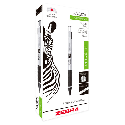 Lapicero Zebra M-301 Retráctil Punto 0.5mm con 6 piezas