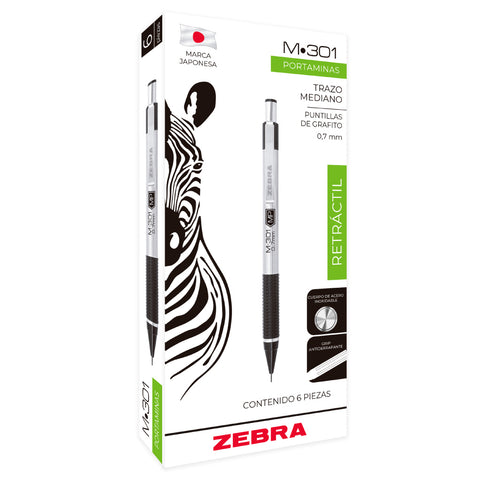 Lapicero Zebra M-301 Retráctil Punto 0.7mm con 6 piezas