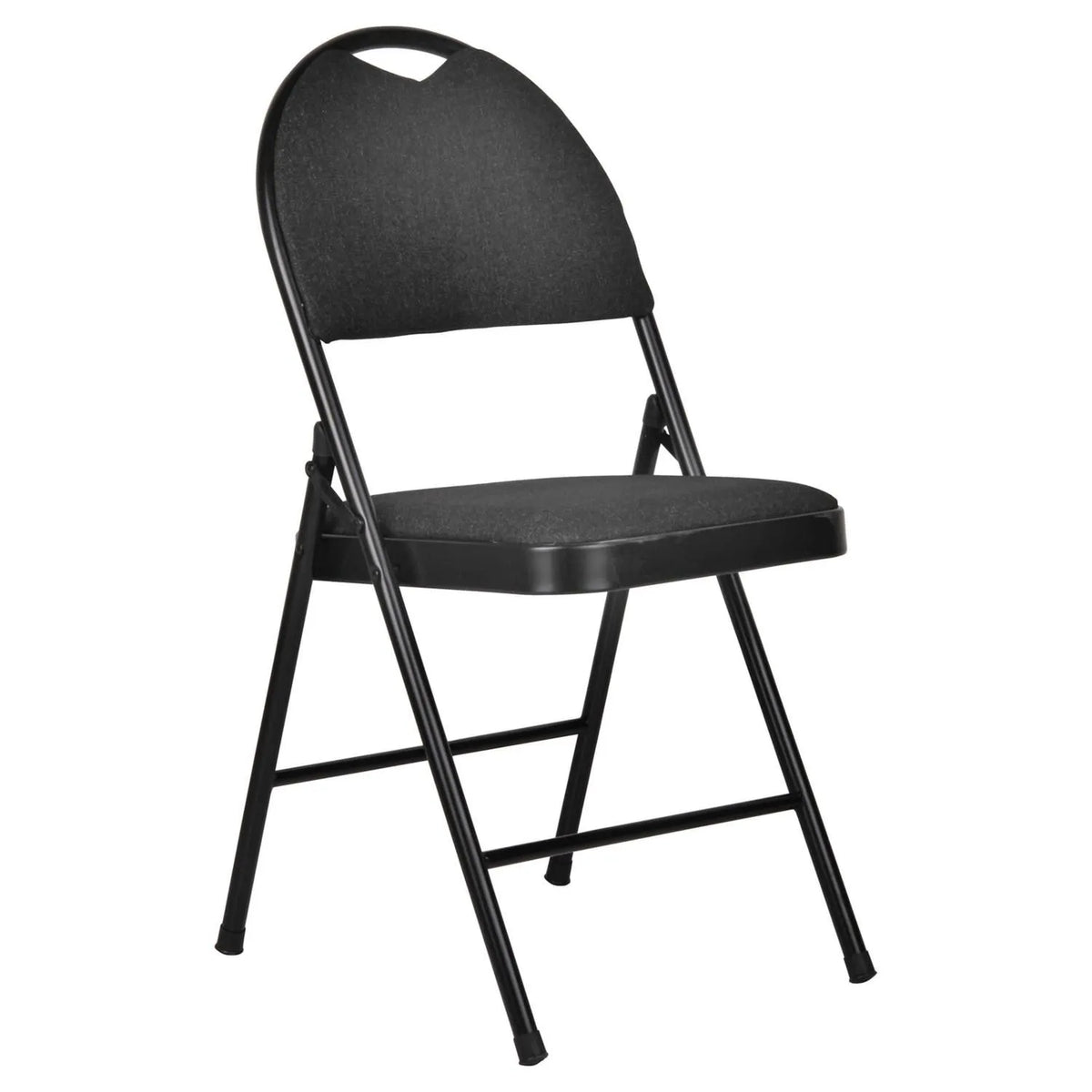 Silla Plegable de Acero Acolchada en Tela · Negra · Respaldo Alto · Carga 80 kg · 1 pieza
