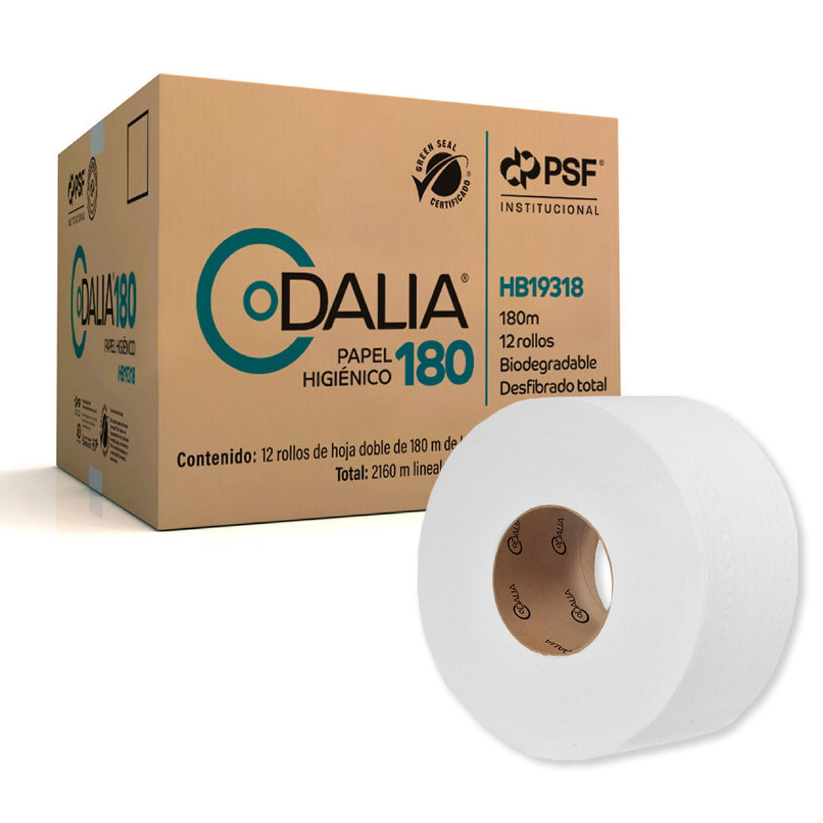 Papel Higiénico Jumbo Dalia HD180 · Caja 12 rollos de 180 metros