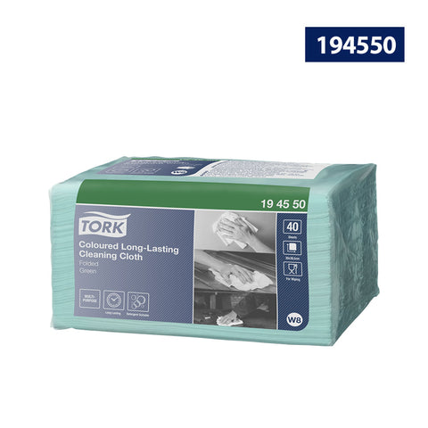 Tork Paño de Limpieza de Larga Duración VERDE · caja con 8 piezas · 40 hjs