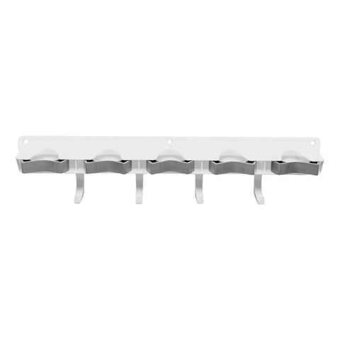 Colgador de escobas de plástico blanco de 42.5 cm con tornillos y taquetes para hoteles y oficinas